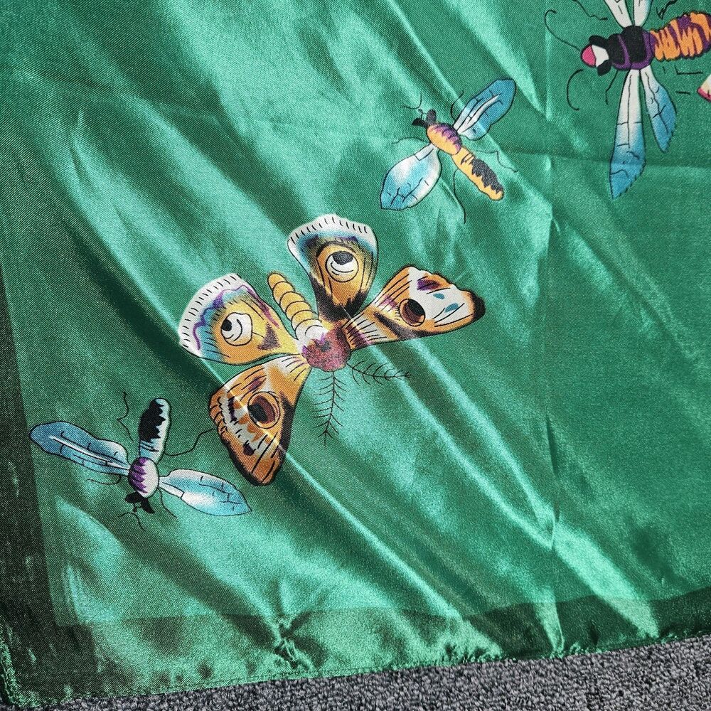 Stunning Abstract Art Silk SCARF 34X34 GORGEOUS Butterfly/moth Colorful Nature - Picture 3 of 6
